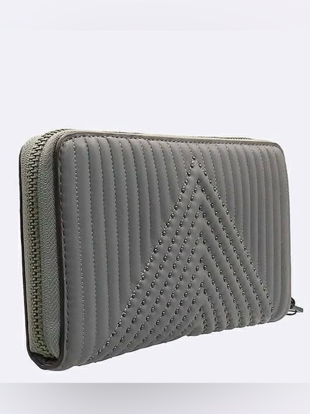 Coach Quilted Chevron Studded Zip Wallet in Gray - Picture 4 of 16